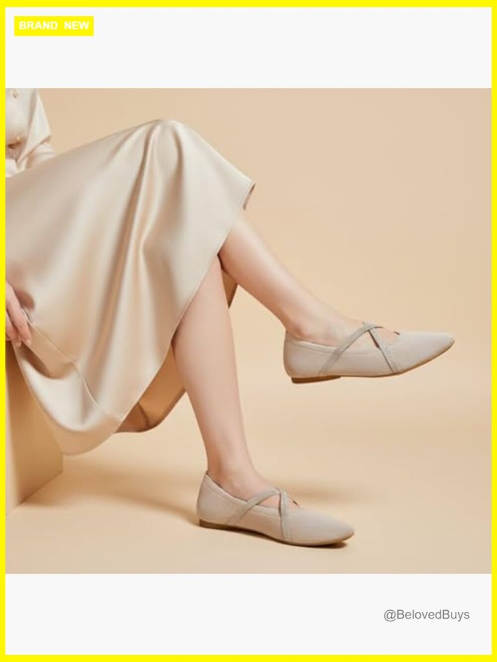 Women's Square Toe Mary Jane Ballet Flats Cross Strap Washable Knit Comfortable - Picture 2 of 7